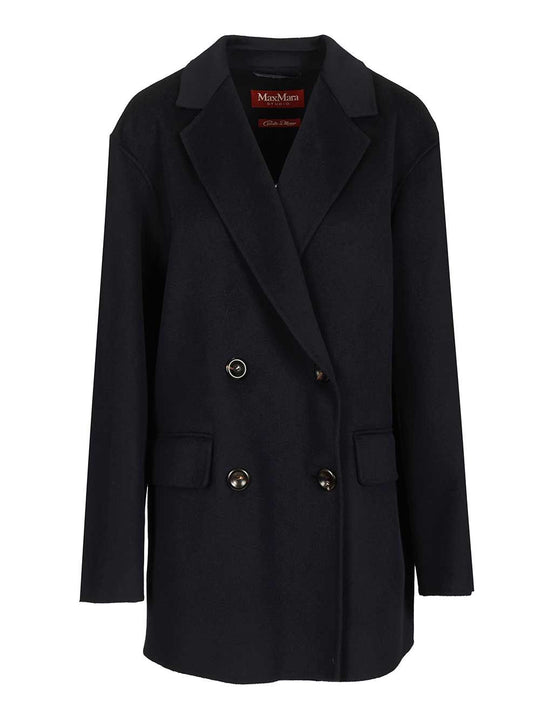 Caban In Wool And Silk Coats Blu
