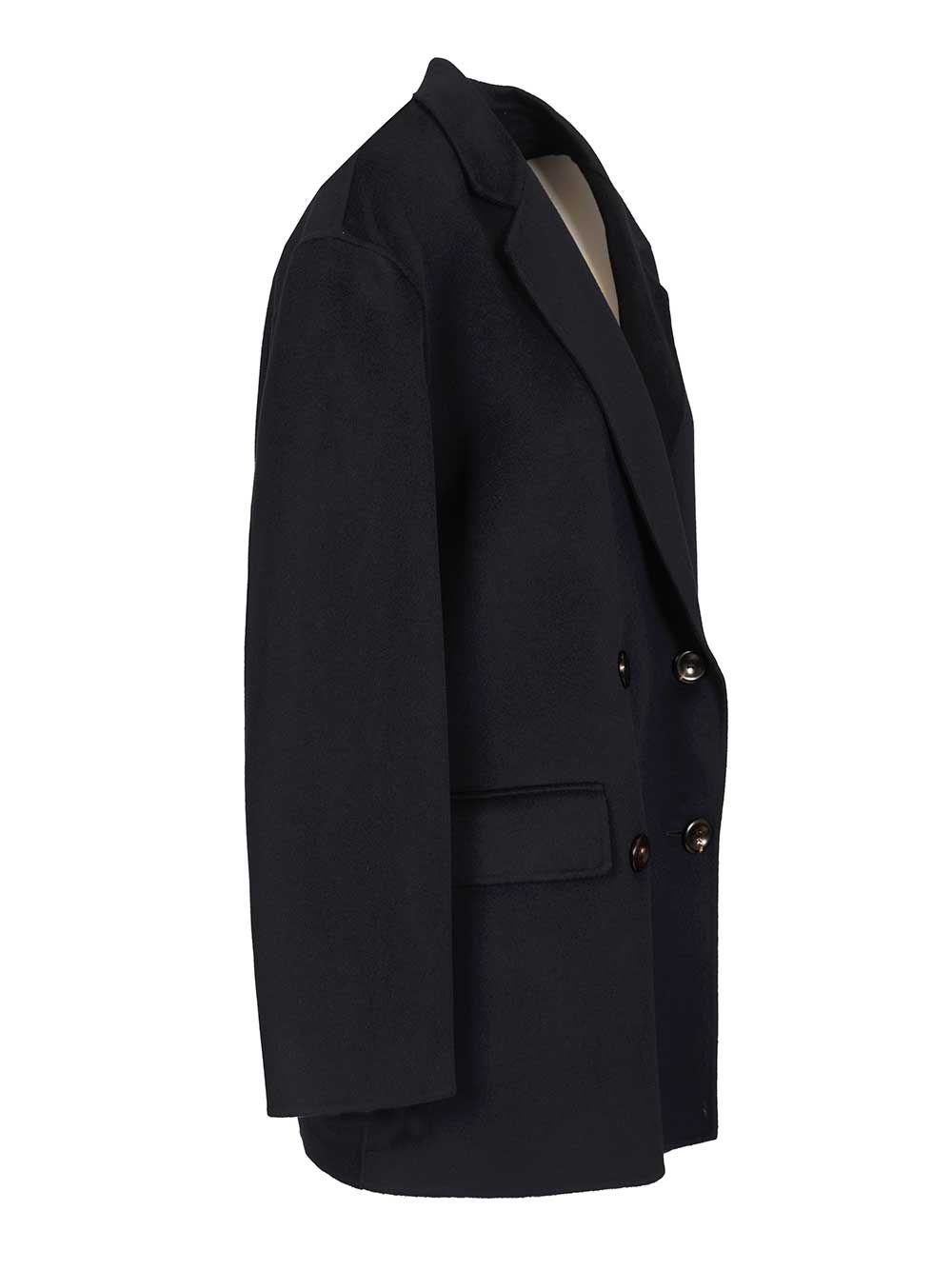 Max Mara Studio Caban In Wool And Silk Coats - Blu | 75a69873cfbf5a418b6ed46d19acab36df24e952