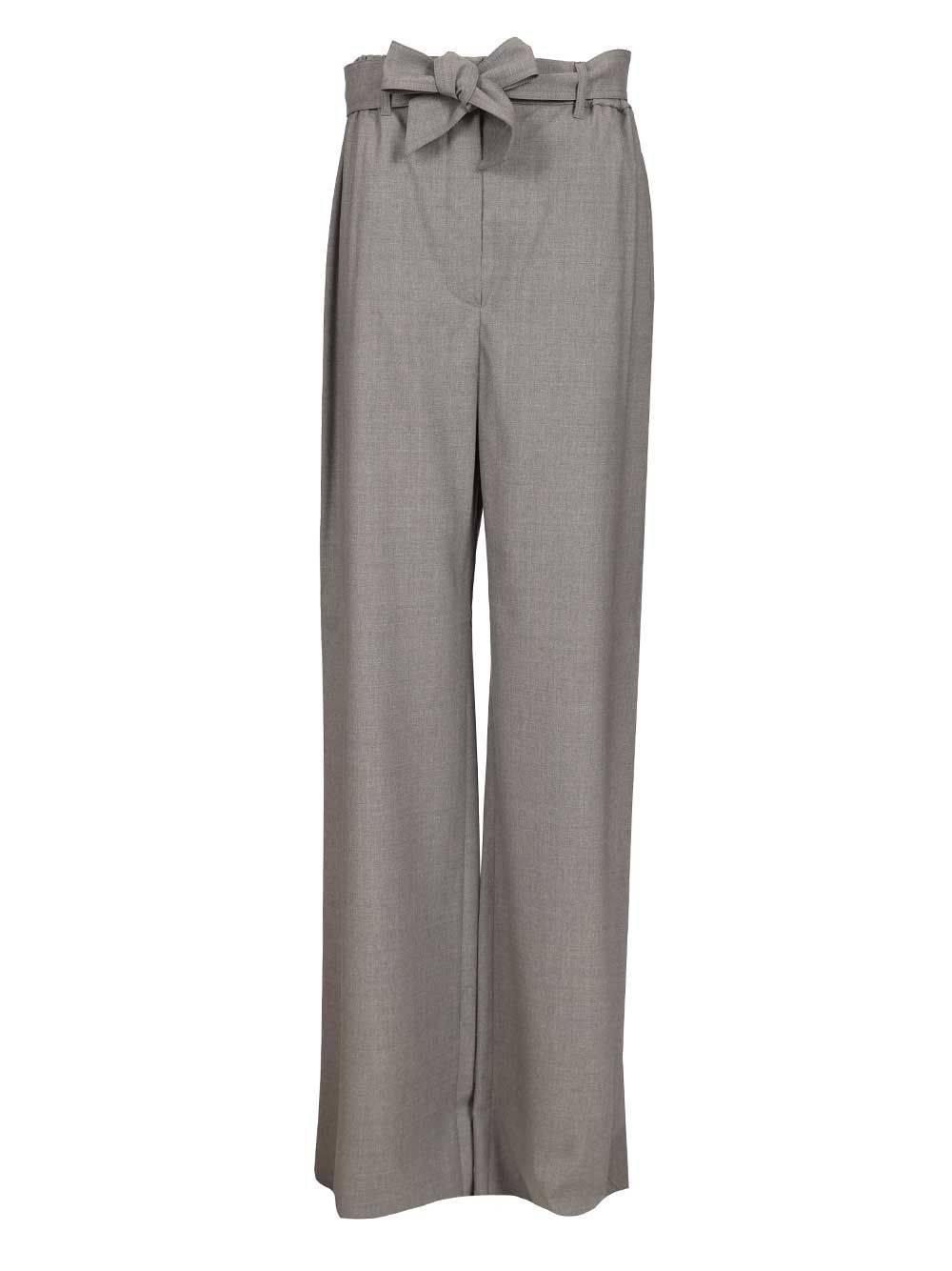 Max Mara Salpa Wide Leg Wool Pants With Belt Trousers - Grey | 37bdd2410663f52a7bc4fb3452dc682690ca8be9