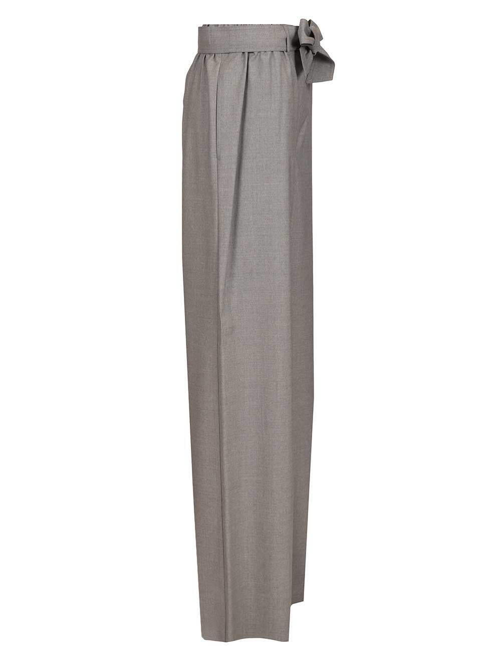 Max Mara Salpa Wide Leg Wool Pants With Belt Trousers - Grey | 5bc6f22a6094662398eefdf982c9fc4283c64596