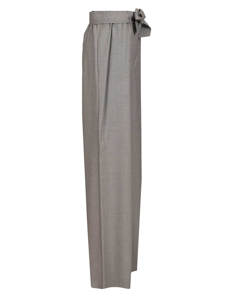 Max Mara Salpa Wide Leg Wool Pants With Belt Trousers - Grey | 5bc6f22a6094662398eefdf982c9fc4283c64596