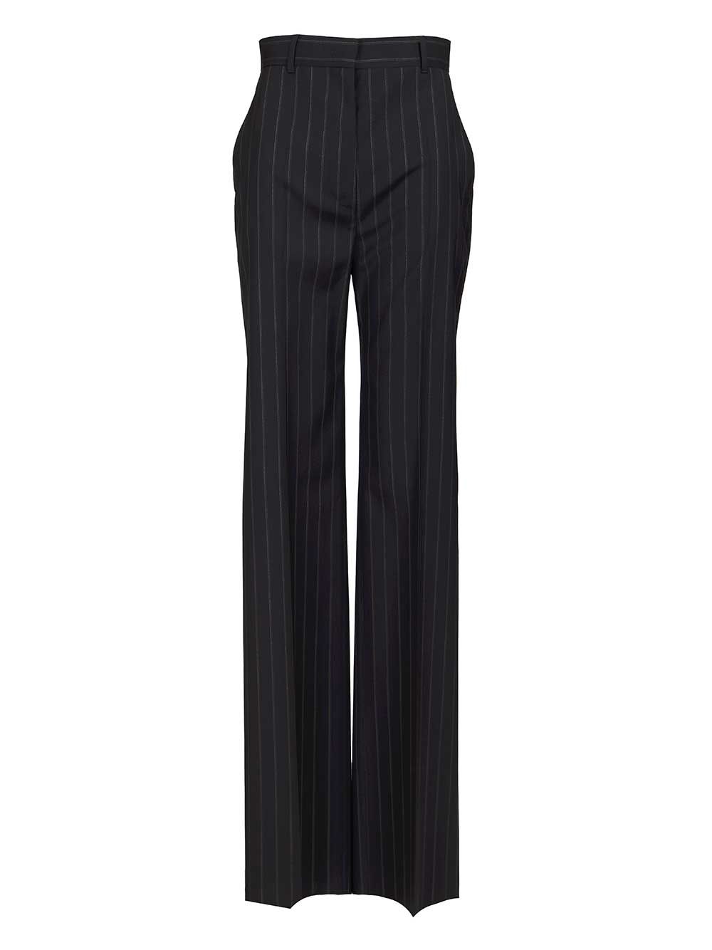 Max Mara Studio Pinstriped Wool Trousers - Blu | f373060eb91c673517b66b766a9e84cb7dd2bf80