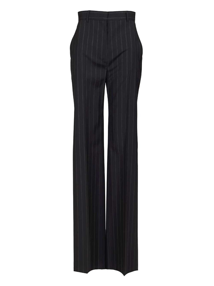 Max Mara Studio Pinstriped Wool Trousers - Blu | f373060eb91c673517b66b766a9e84cb7dd2bf80