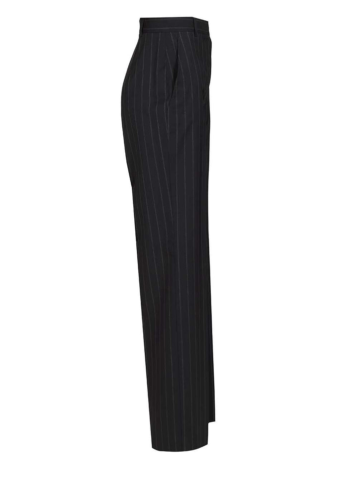 Max Mara Studio Mstenfasi Wool Straight Pants Trousers - Blu | 4ed6ee6bef6e388d295b7151022a230f92418b9e