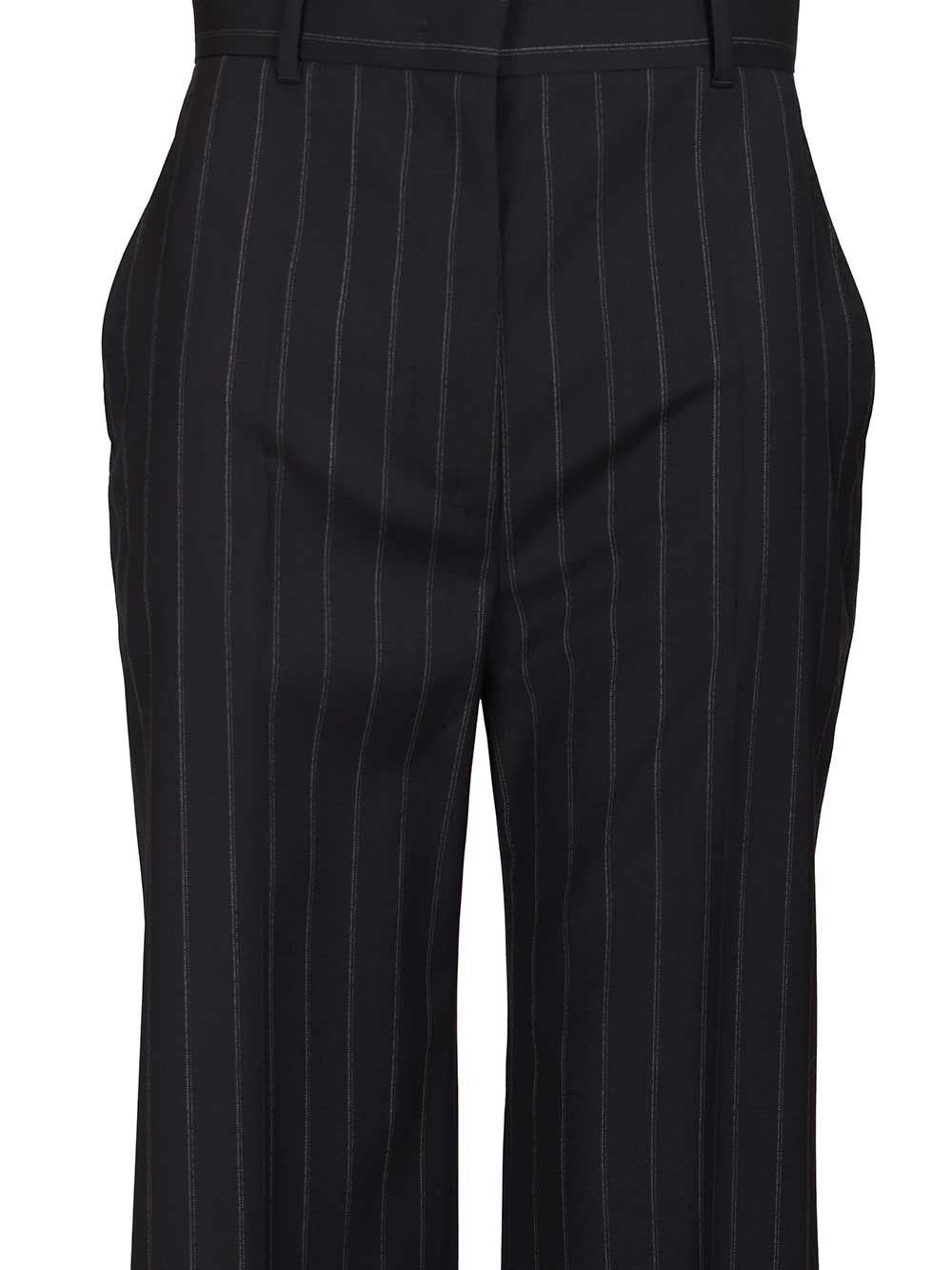 Max Mara Studio Mstenfasi Wool Straight Pants Trousers - Blu | 47ecd2470968a42dddefaf32c04f86bd6d409323