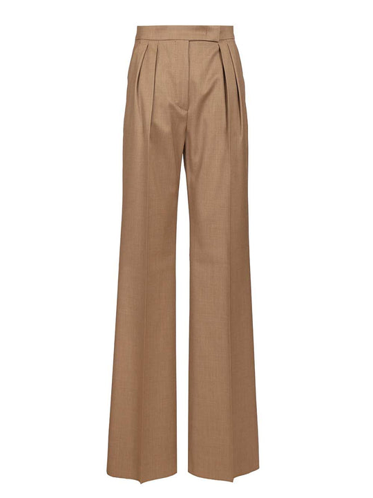 Zimino Double Pleats Wool Pants Trousers Marrone