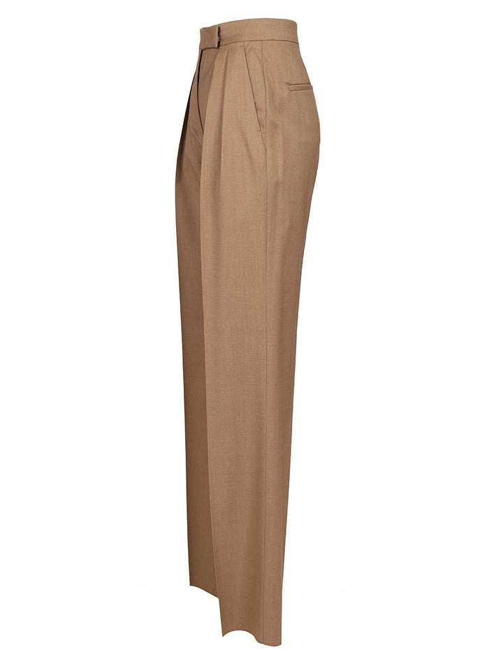 Max Mara Zimino Double Pleats Wool Pants Trousers - Marrone | 7f82b8231304af71e8cd21ba6e44b39e49808b5d