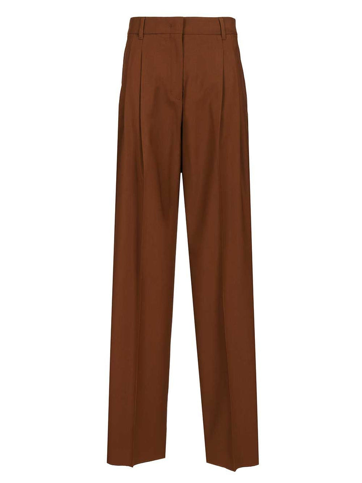 Max Mara Studio Mstbacio Wool Stretch Belted Pence Pants Trousers - Marrone | d6480500fb2326da4707f291dc489f6e5fcdcd88