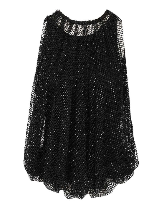 Spxnodo Strass Mesh Top Top Nero