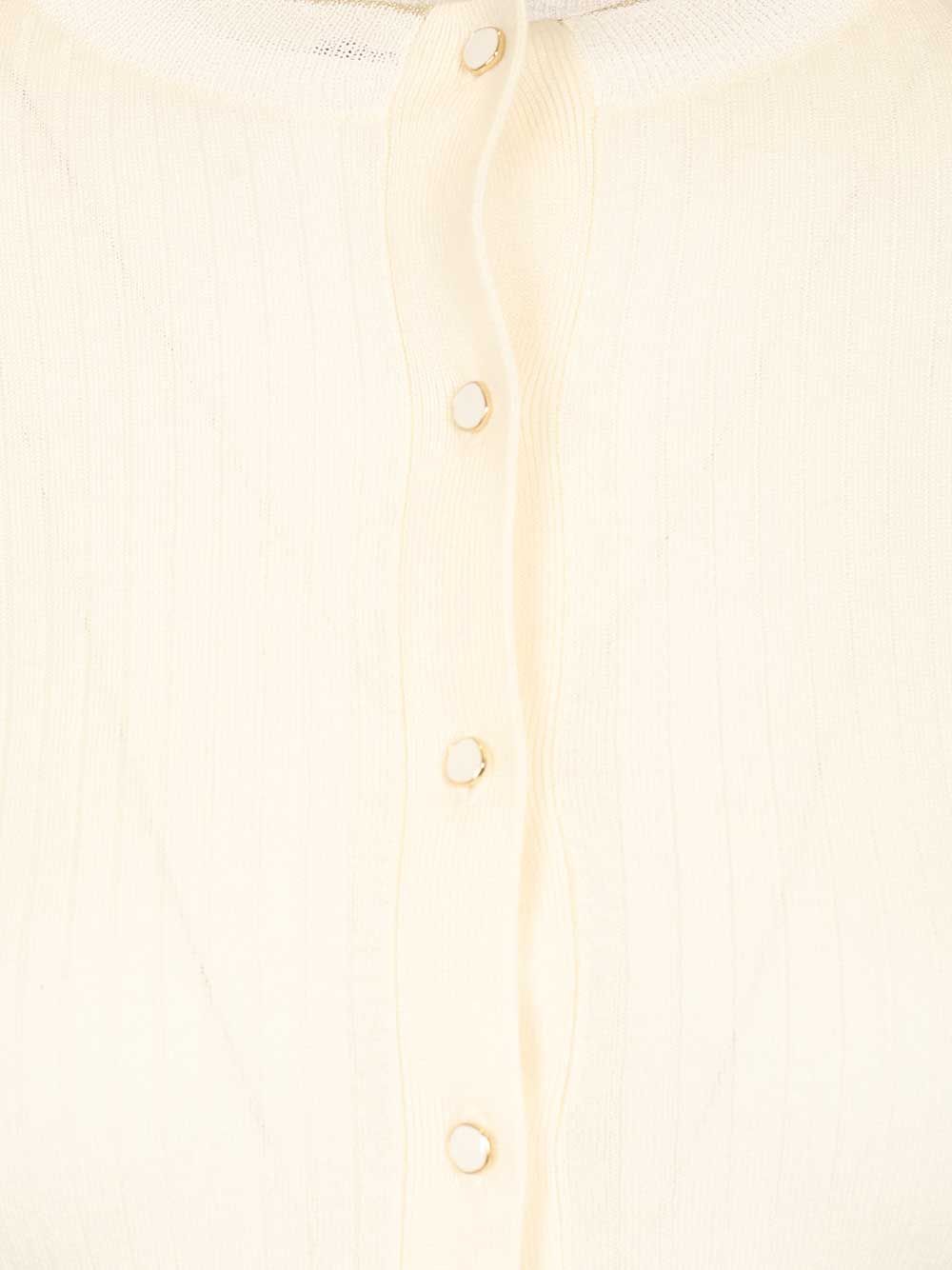 Max Mara Studio Mstcrespo Wool-Silk Knit Ribbed Cardigan Knitwear - Bianco | ab8195f2f4e432c410e136cac4e629301504fe0b