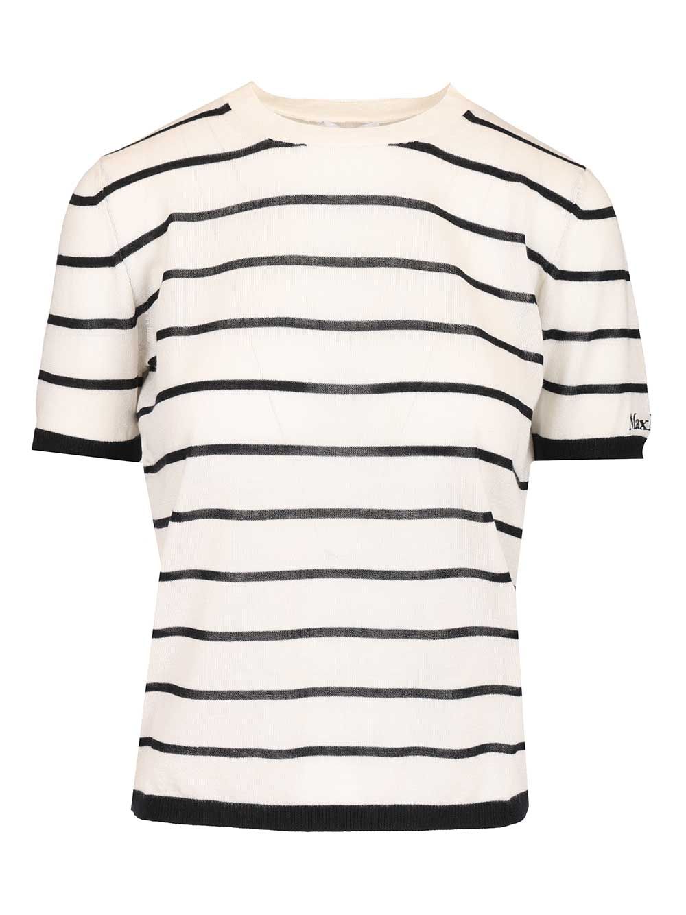 Max Mara Favetta Sweater In Cashmere And Silk Blend T-Shirt - Bianco | fc5361968f5b9da447b381beba9d15cc264db66b