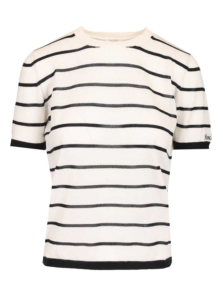Max Mara Favetta Sweater In Cashmere And Silk Blend T-Shirt - Bianco | fc5361968f5b9da447b381beba9d15cc264db66b