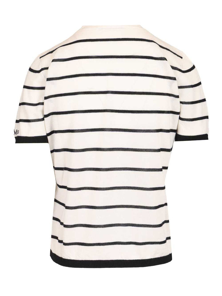 Max Mara Favetta Sweater In Cashmere And Silk Blend T-Shirt - Bianco | afc1083892eb0d7e422f6ca8831373f039197be0