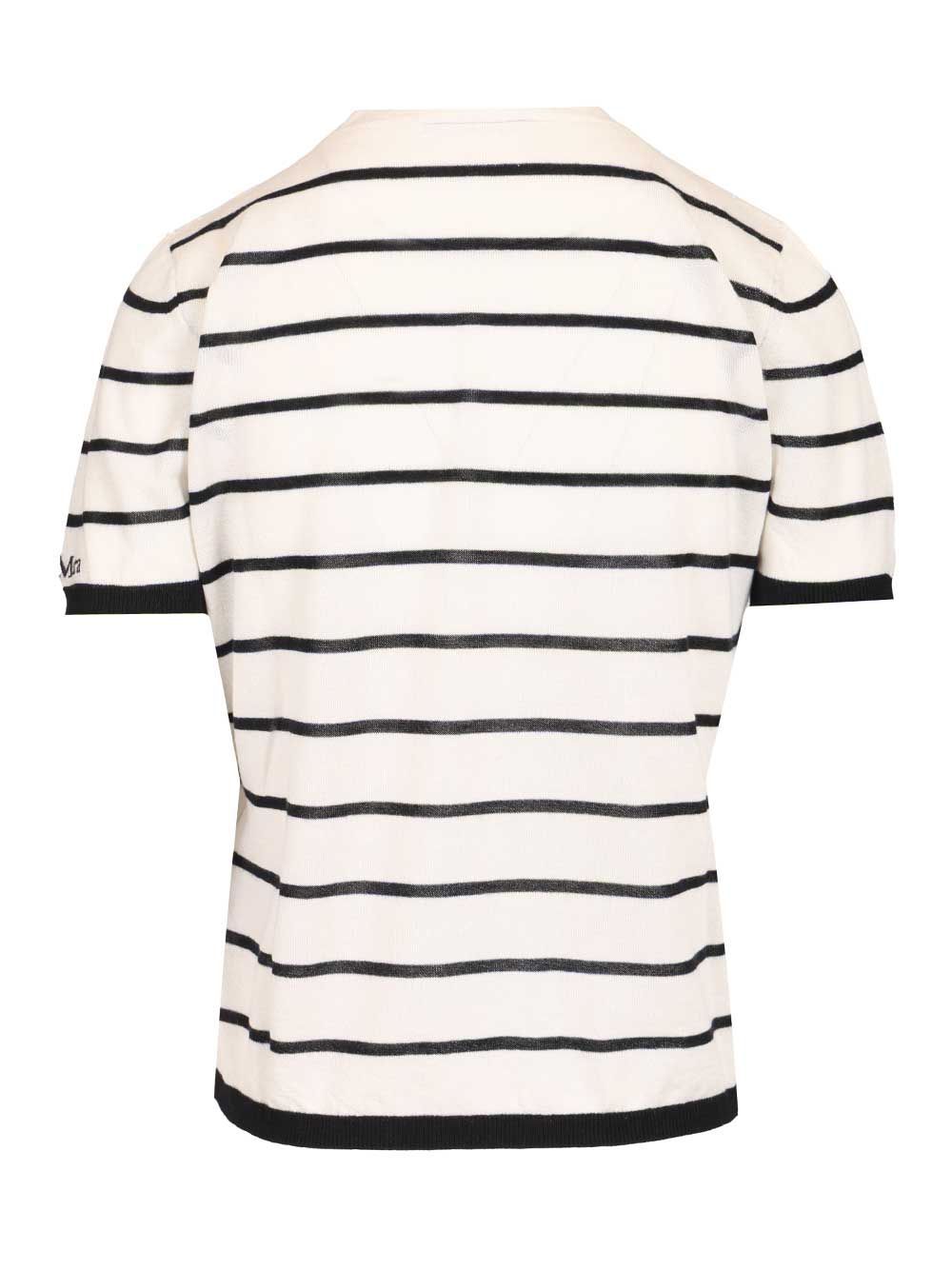 Max Mara Favetta Sweater In Cashmere And Silk Blend T-Shirt - Bianco | afc1083892eb0d7e422f6ca8831373f039197be0