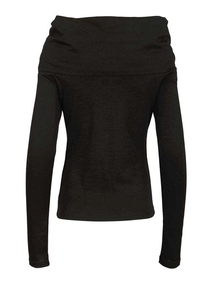 Max Mara Orafo Off-Shoulder Top In Virgin Wool Top - Nero | 0d9af546e6502fa9b1733bbbf27882987c09e3c4