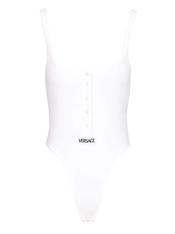 Versace Organic Cotton Bodysuit Top - Bianco | 776b06e88a1a6cc3d56314a9e24443e35b3b7f3c