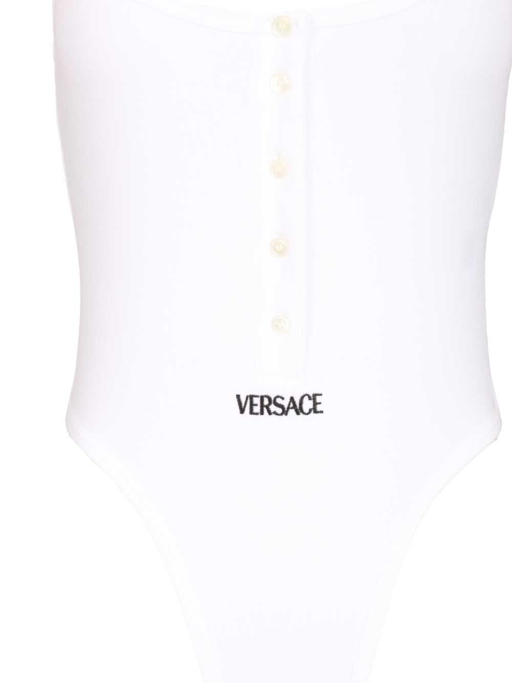 Versace Organic Cotton Bodysuit Top - Bianco | 25b6d5eda60ada371aade22410f1bd9f6b490b87