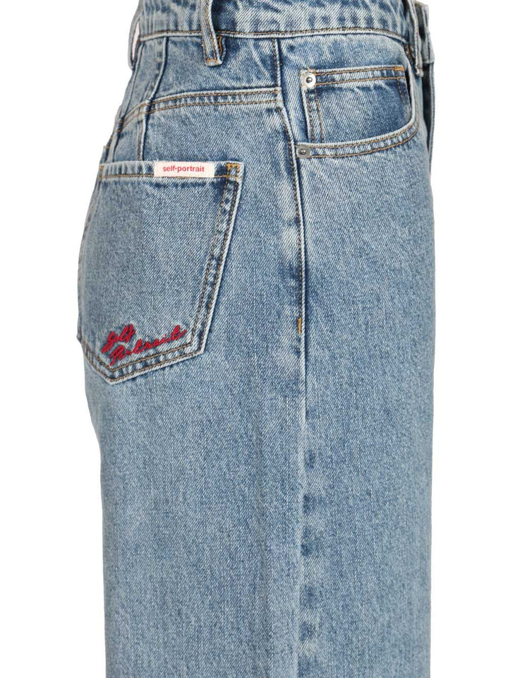 Self-Portrait Barrel Jeans - Light blue | f7c2dd95e6809be6ecc36155b2a0fea663d8fa0d