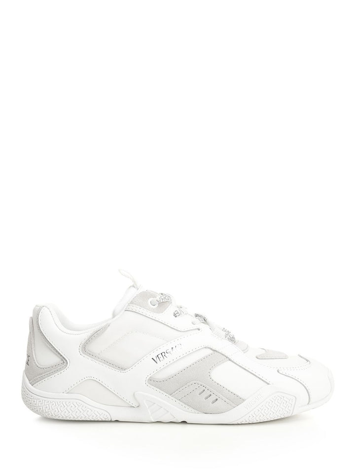 Versace Sneaker Suede+Fabric+Calf Leather Sneakers - Bianco | 35fbf7f133e8e2dc944adfbb10dfae92ffe23011
