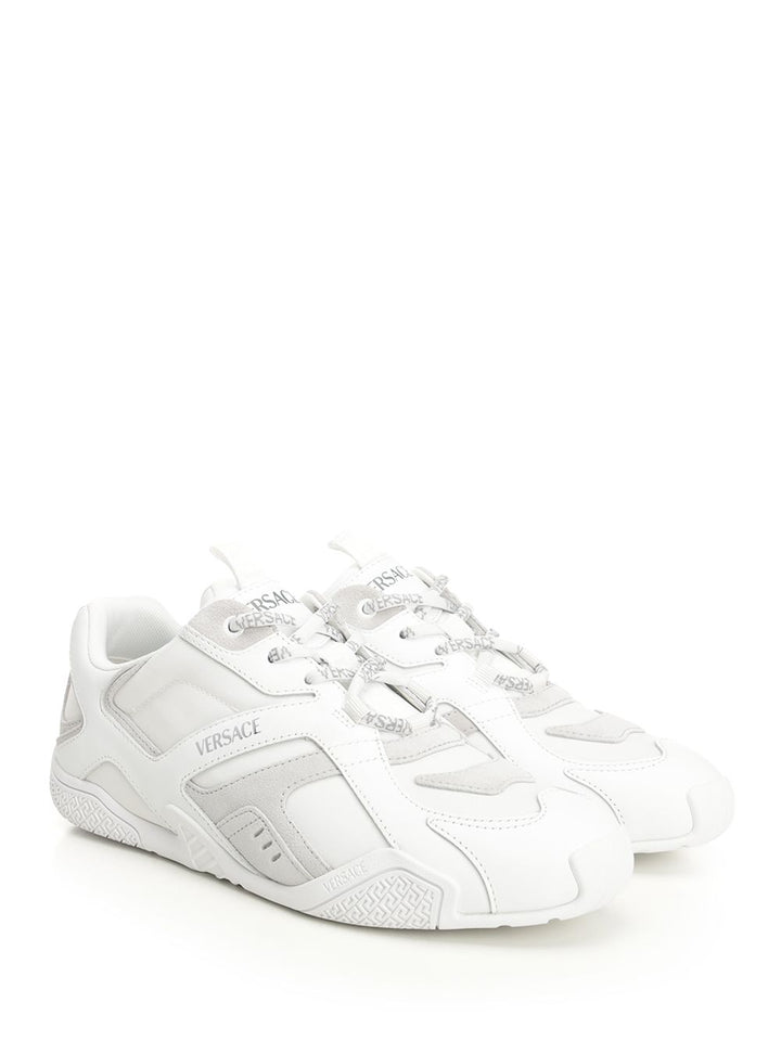 Versace Sneaker Suede+Fabric+Calf Leather Sneakers - Bianco | 4f1173e33921b0f786d725525e6b79057416c06a