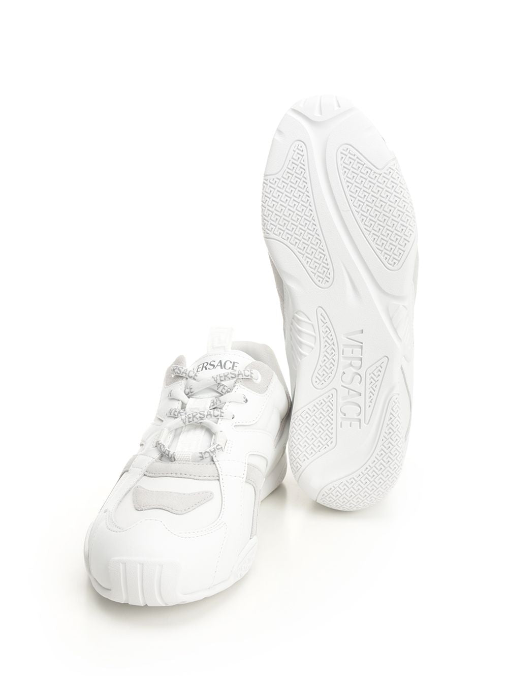 Versace Sneaker Suede+Fabric+Calf Leather Sneakers - Bianco | 7612d4fd3869f78f43761ad208a96c967d87485d