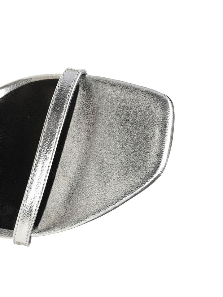 Tory Burch Metallic Leather  With Crystal Sandali - Silver | 64f29ec38bc9b46f60ba5d40c72ba87e700924ff