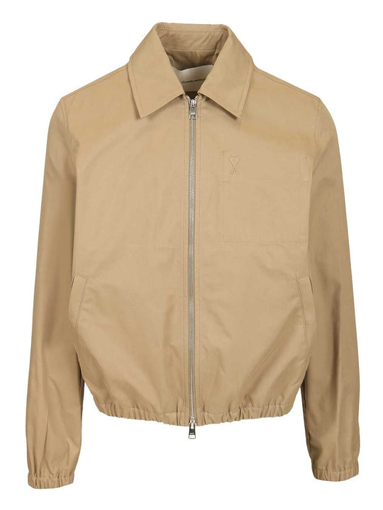 Zipped Jacket In Cotton Gabardine Giacche Beige