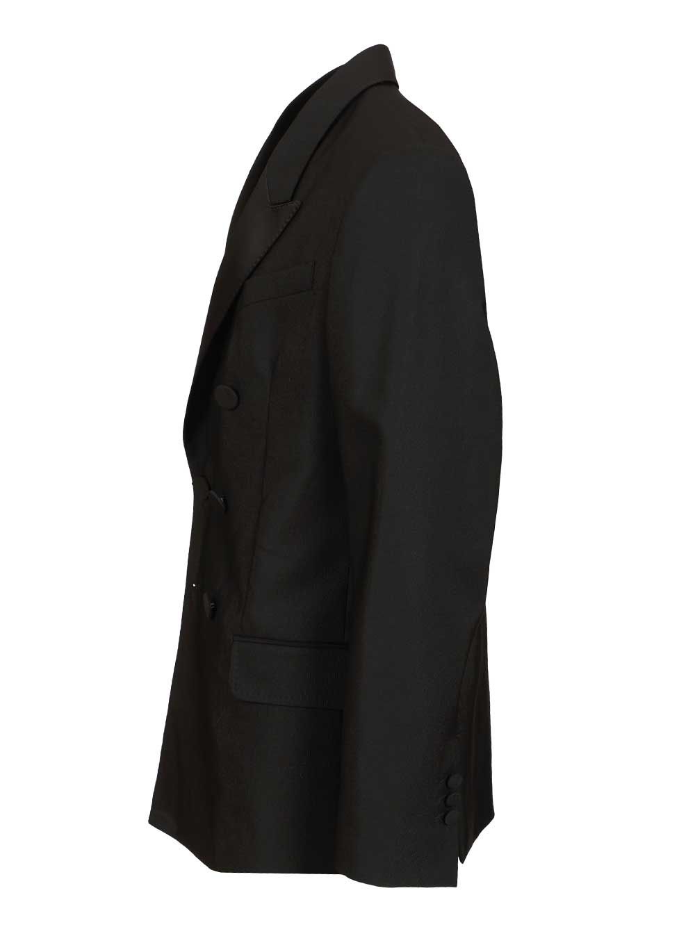Ami Straight Double Breasted Smocking Jacket Wool Canvas Giacche - Nero | 33e7c6ffe285827f5eb01cbfcb173836b75454c2