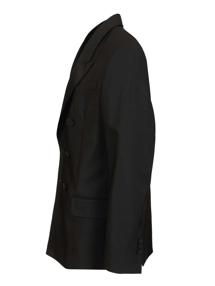 Ami Straight Double Breasted Smocking Jacket Wool Canvas Giacche - Nero | 33e7c6ffe285827f5eb01cbfcb173836b75454c2