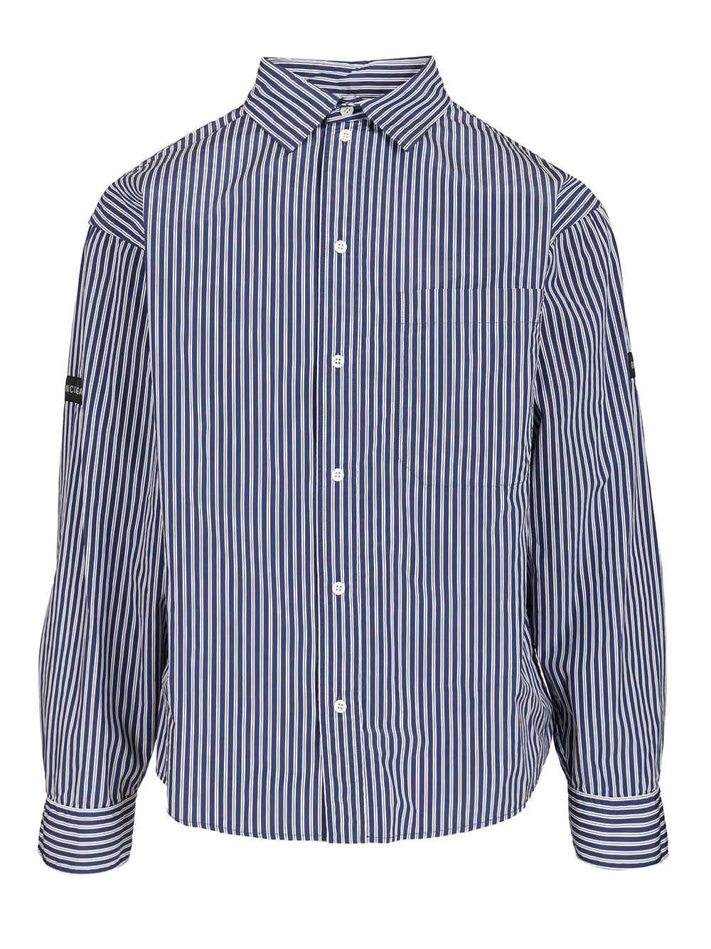 Balenciaga Oversized Striped Shirt Shirts - Blu | e18af52c9d51ecbfcd24a773672bf9765f9fece2