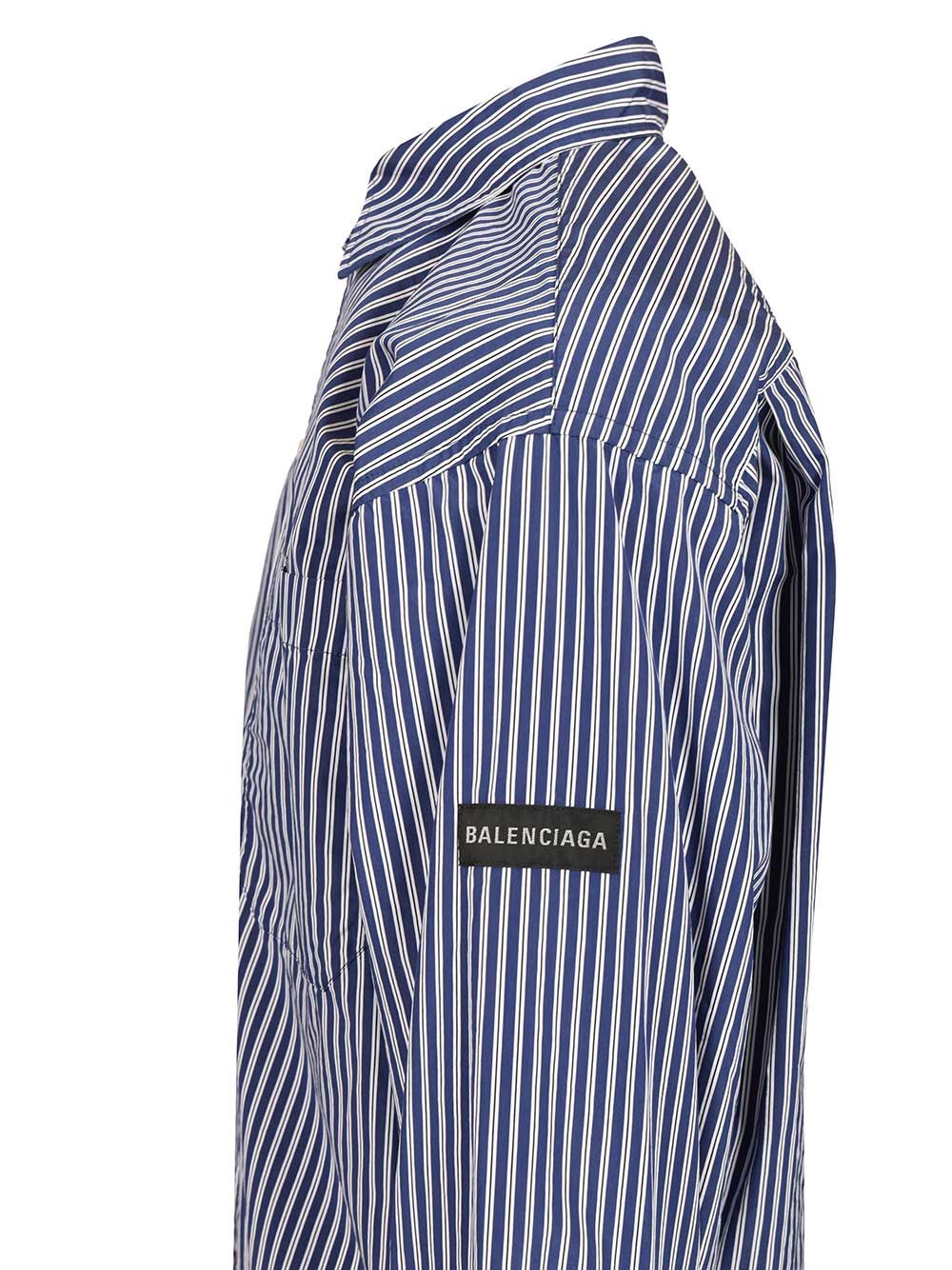 Balenciaga Oversized Striped Shirt Shirts - Blu | 9225e440599511ada9ea6d3d86eeda339a38dec1