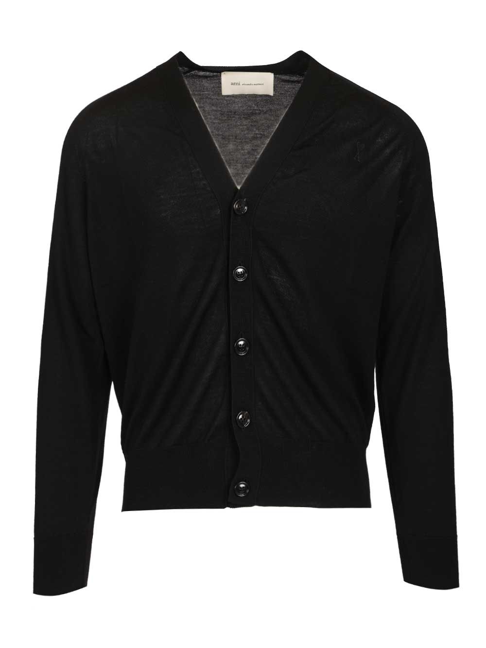Ami Ami Paris V-Neck Wool Cardigan Knitwear - Nero | a088dd946d662eb46dac0944477f7d0a016ae31a