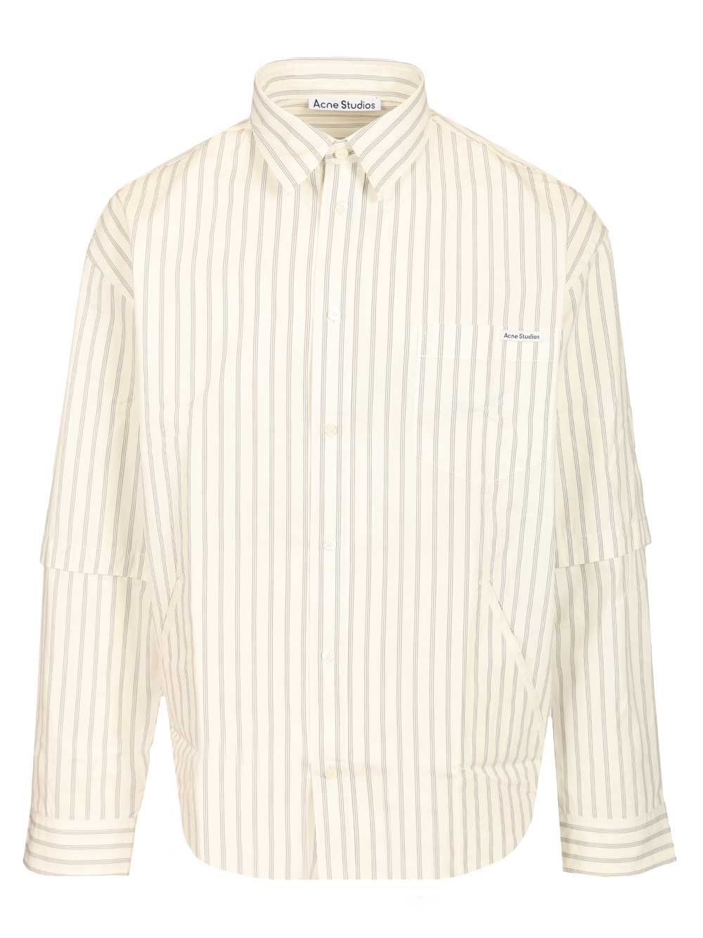 Acne Studios Striped Poplin Shirt Shirts - Bianco | dad0c6bba3879574e6eaa401a93b82d49997735b