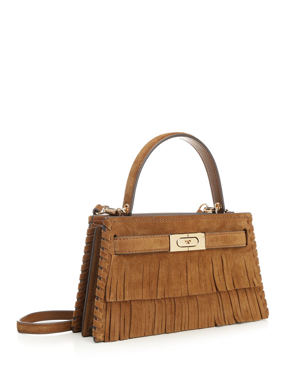 Tory Burch Lee Radziwill Petite Suede Fringe Mini Top Handle Handbags - Marrone | 3960bcd88223050ad9822f57a2c828b56f94b0b1