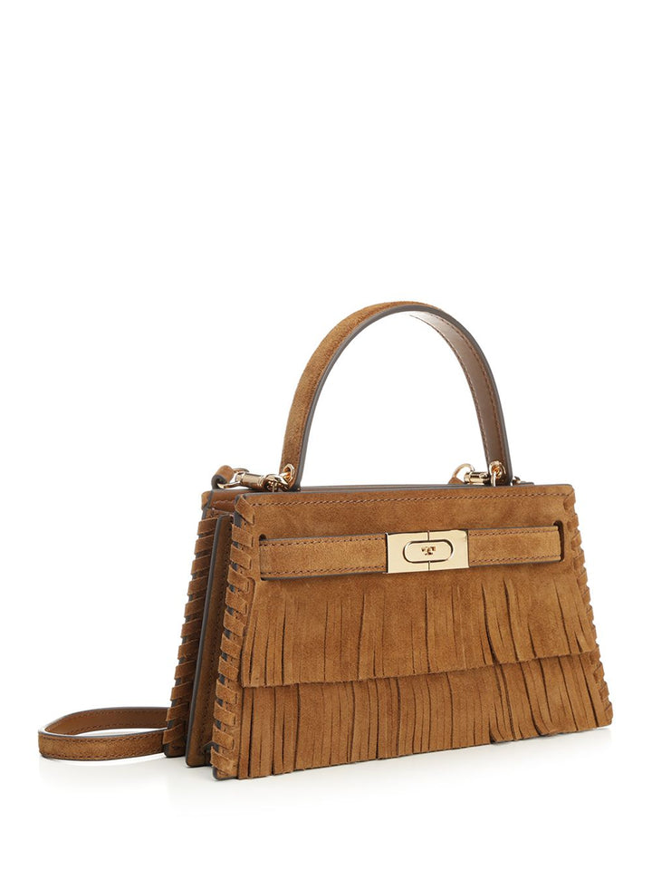 Tory Burch Lee Radziwill Petite Suede Fringe Mini Top Handle Handbags - Marrone | 3960bcd88223050ad9822f57a2c828b56f94b0b1