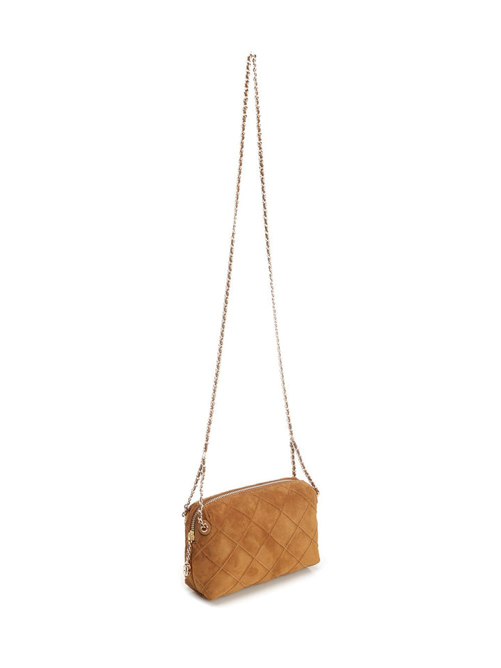 Tory Burch Fleming Suede Shoulder Bag Crossbody Bags - Marrone | d68c2b06a3198ae9ed89ded606d31a5bb788b105