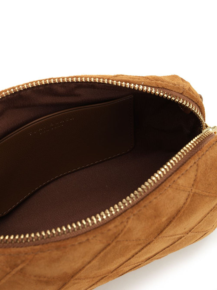 Tory Burch Fleming Suede Shoulder Bag Crossbody Bags - Marrone | 27b4a6e3d821850d090a4953b95e9fc5a8868287