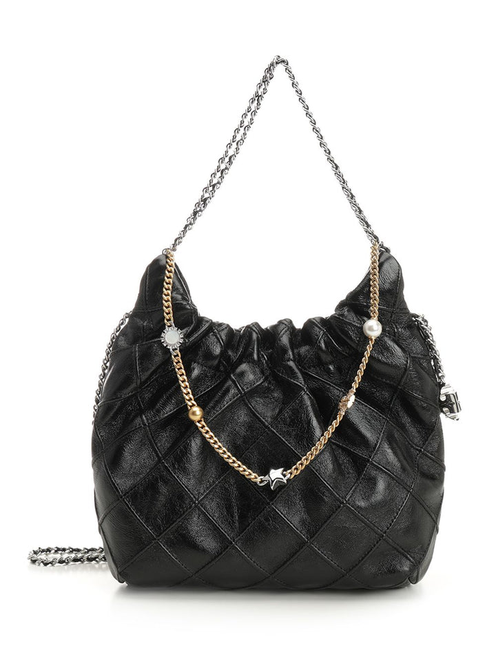 Tory Burch Fleming Distressed Mini Hobo Bag Shoulder Bags - Nero | dd816fb2ee7f3e93f196117d75e90abc00f20527