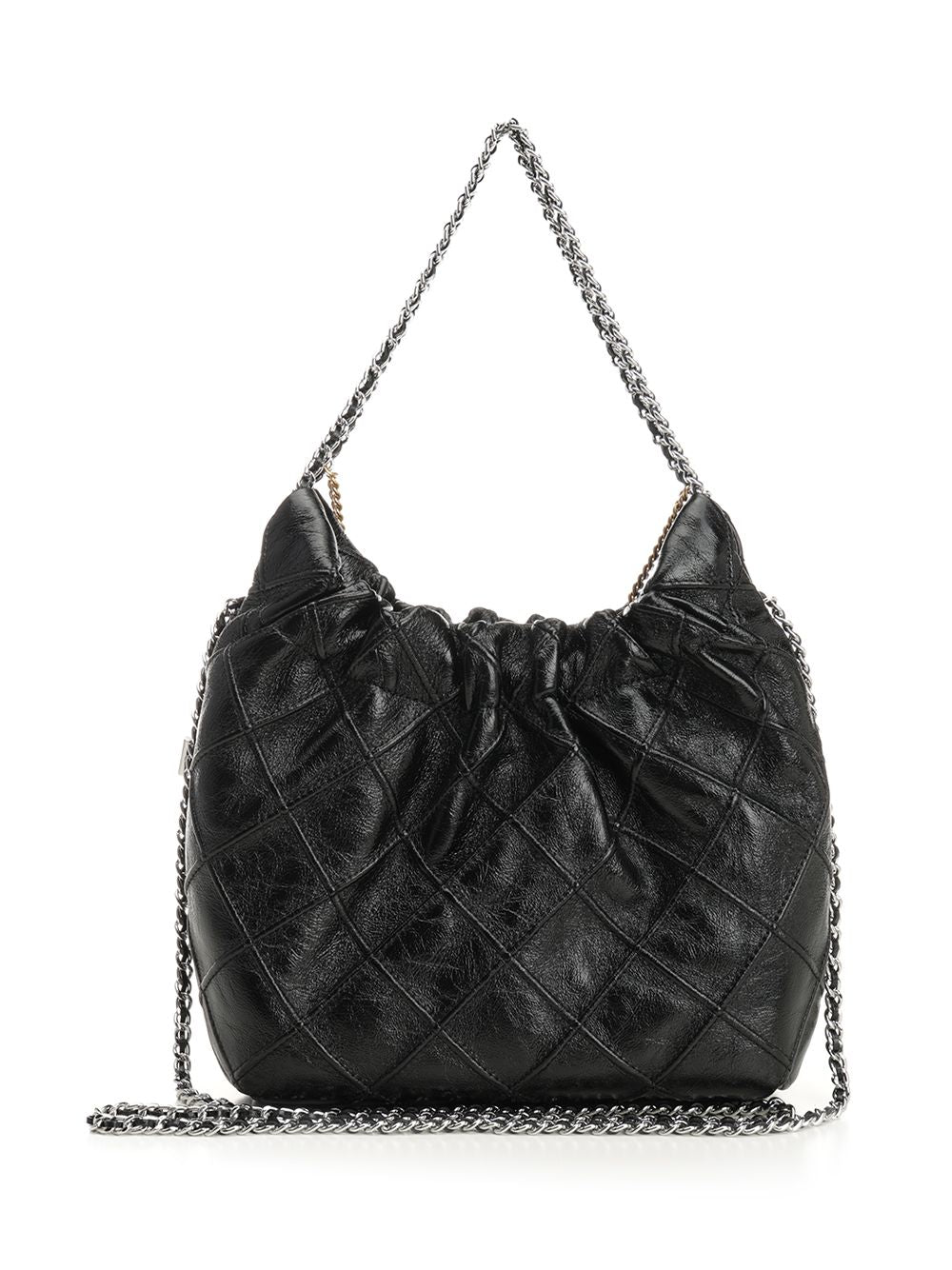 Tory Burch Fleming Distressed Mini Hobo Bag Shoulder Bags - Nero | 6c5dbb6b75f75f1bf4eb0b112a122eafc6ac9586