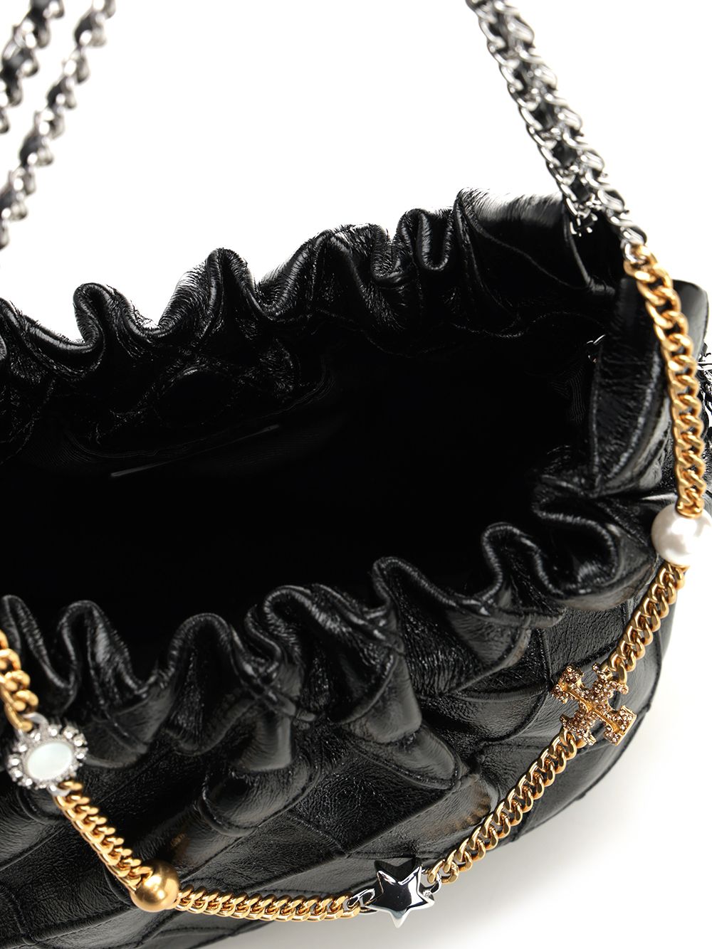 Tory Burch Fleming Distressed Mini Hobo Bag Shoulder Bags - Nero | fcd3ba415bb2f2d91ec3302ac8ab2ac4d3b9b0fd