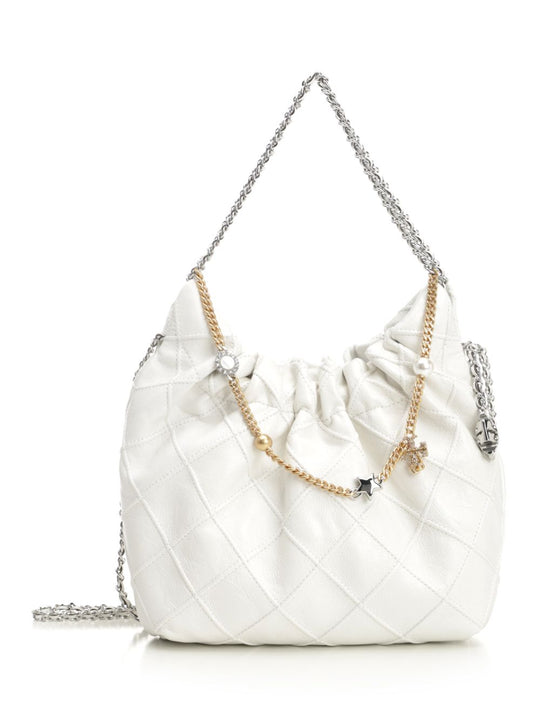 Fleming Distressed Mini Hobo Bag Shoulder Bags Bianco