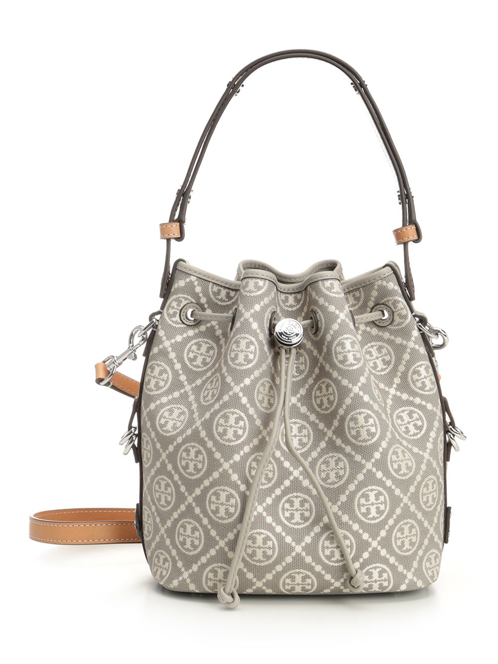 Tory Burch T Monogram Utility Bucket Bag Crossbody Bags - Grey | 406862e1dacc06ba7a1254ff017e943210143d8f