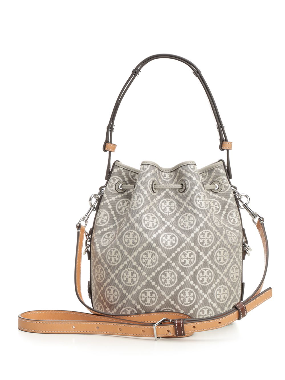 Tory Burch T Monogram Utility Bucket Bag Crossbody Bags - Grey | b37bc277ee688a84d1104e9cd4194515d7402851