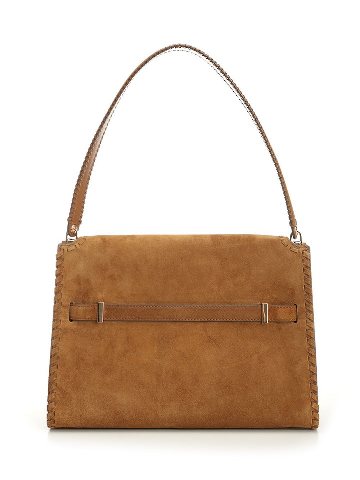 Tory Burch Lee Radziwill Suede Large Shoulder Bag Shoulder Bags - Marrone | 11c21dc21f1b9512cc2933136d6761e66472bff9