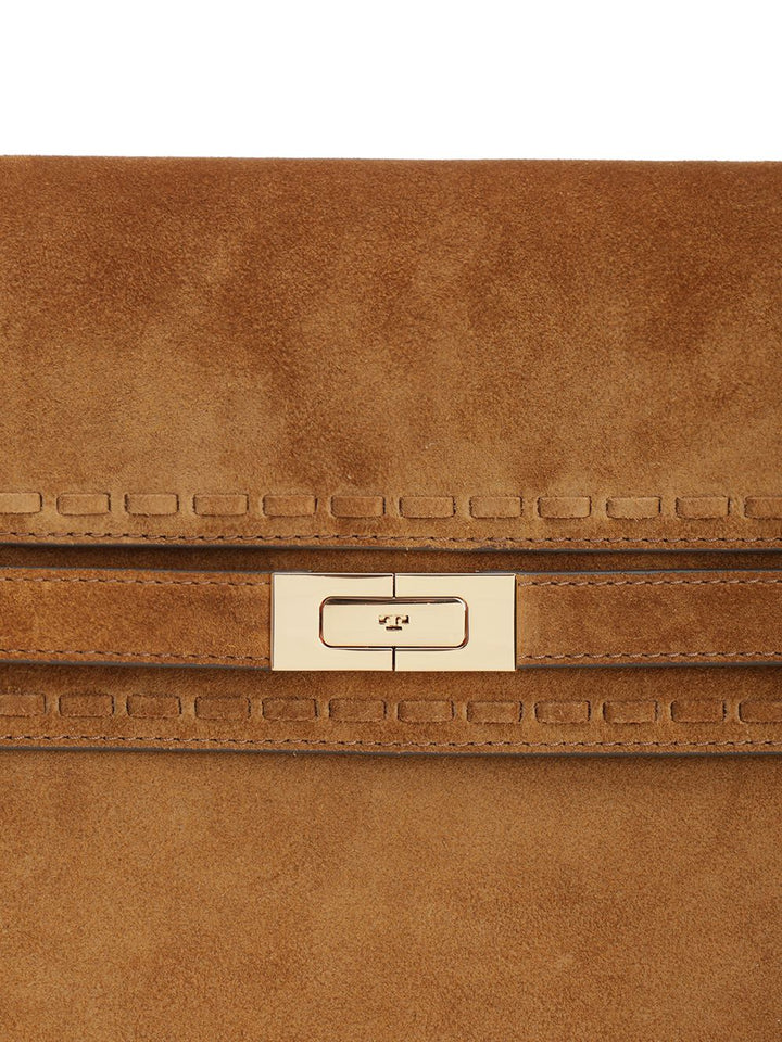 Tory Burch Lee Radziwill Suede Large Shoulder Bag Shoulder Bags - Marrone | 3d0cfb0f0149da412e84d1010de79df6c862e0b8