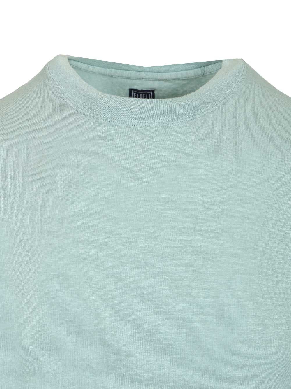 Fedeli Crew Neck T-Shirt - Light blue | e92e8b851be3b8c260f680e76db2267732aee190