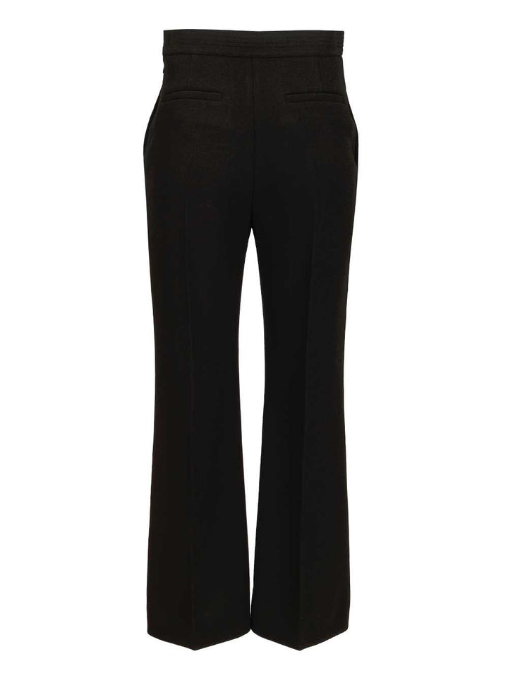 Valentino Garavani Vlogo Regular  In Wool Crepe Trousers - Nero | 971e8b72f5bfd67386e478bd1158b5866f284055