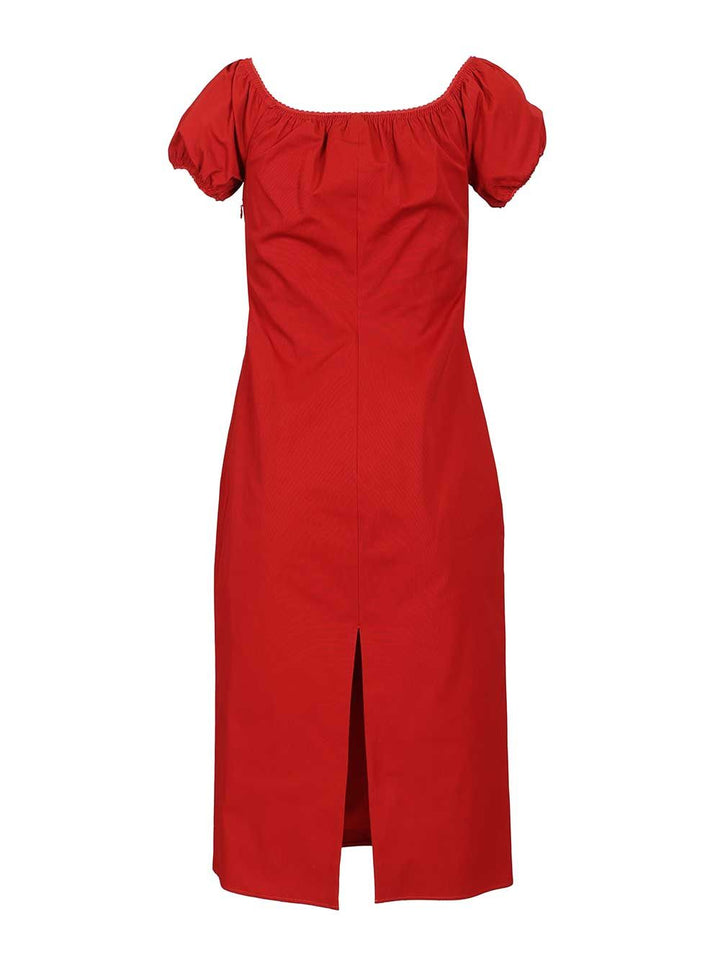 Miu Miu Cotton Midi Dress Abiti - Rosso | 9be9512abf3a1fb4288d99a3dc8b49af415997f8