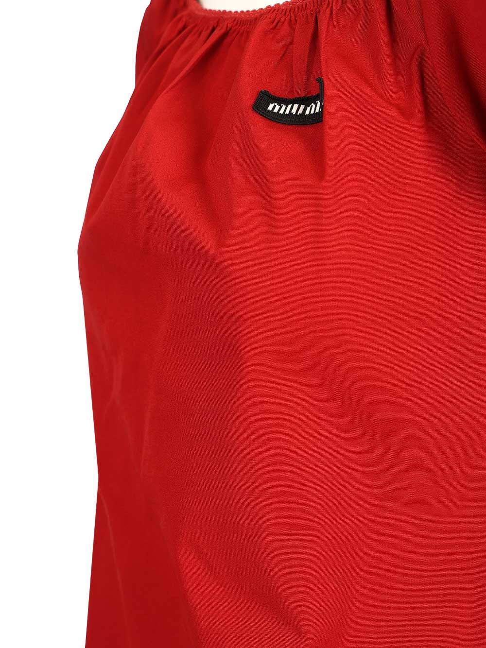 Miu Miu Cotton Midi Dress Abiti - Rosso | 7fbac56fdb1b21a1f127dd3265feb4b5dd6d4332