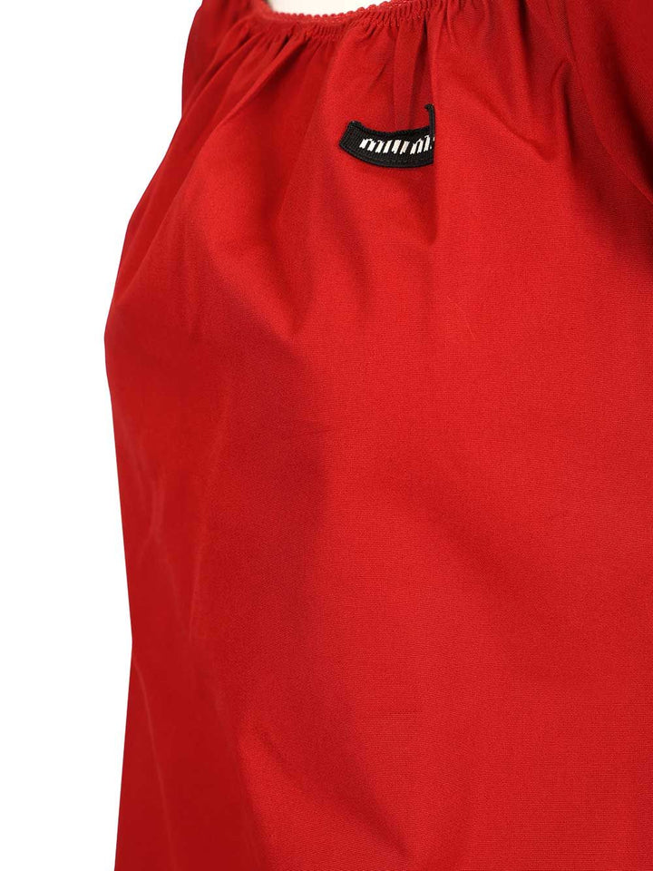 Miu Miu Cotton Midi Dress Abiti - Rosso | 7fbac56fdb1b21a1f127dd3265feb4b5dd6d4332
